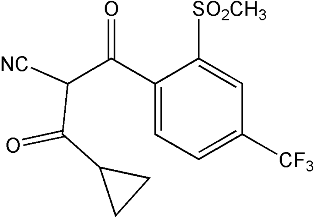 Picture of 1-(Methylsulfonyl-4-trifluoromethyl phenyl)-2-cyano-3-cyclopropyl propyl-1,3 dio ; MET-2166A