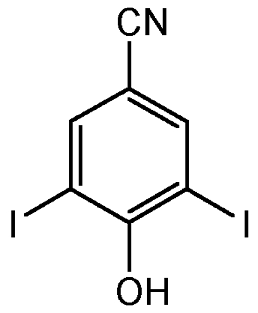 Picture of 3.5-Diiodo-4-hydroxybenzonitrile ; Ioxynil; Bantrol®; 4-Hydroxy-3;5-diiodobenzonitrile; ACP 63303®; Certrol®; Actril®; 4-Hydroxy-3;5-diiodophenyl cyanide; PS-397