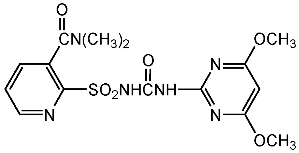 Picture of Accent ® ; 2-[[(4;6-Dimethoxypyrimidin-2-yl)aminocarbonyl]amino sulfonyl]-N; Nicosulfuron; PS-2005