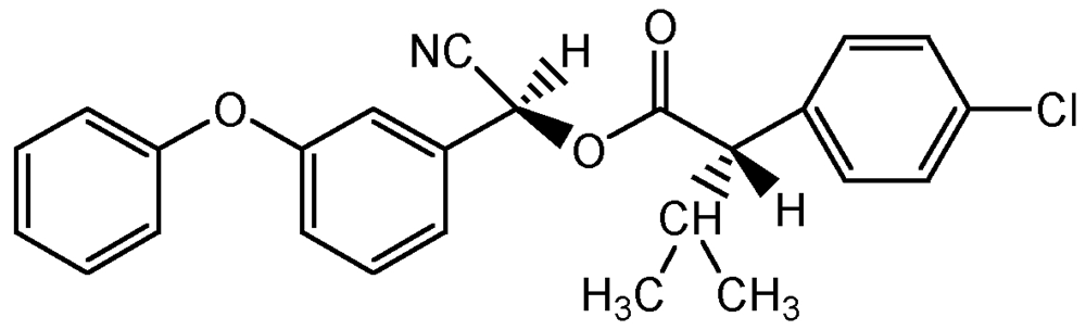Picture of Esfenvalerate; Esfenvalerate; (S)-a-Cyano-3-phenoxy benzyl-(S)-2-(4-chlorophenyl)-3-methylbuty; PS-2004