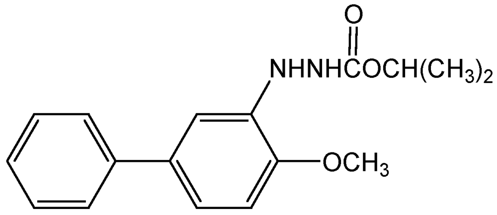 Picture of Bifenazate ; Floramite®; Isopropyl 2-(4-methoxybiphenyl-3-yl)hydrazinoformate; 1-Methylethyl 2-(4-methoxy[1;1'-biphenyl]-3-yl)hydrazine; PS-2194