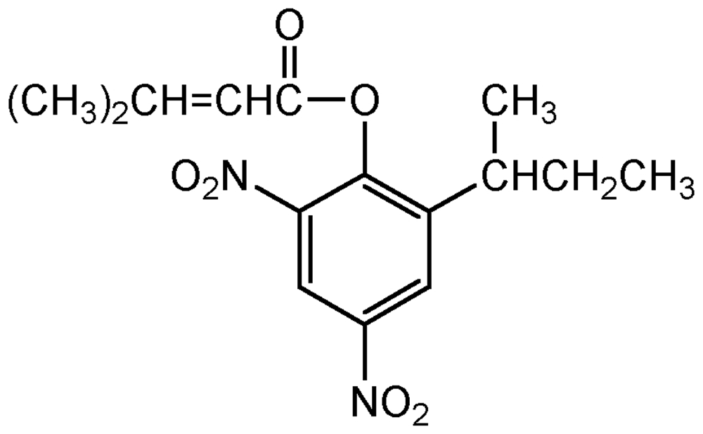 Picture of Binapacryl ; Morocide®; 2-sec-Butyl-4;6-dinitrophenyl 3-methylcrotonate; PS-2087