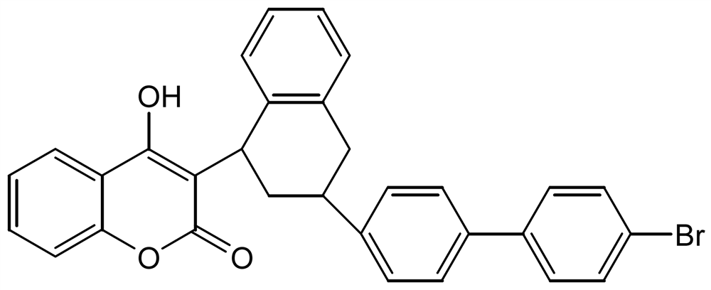 Picture of Brodifacoum ; Nofar®; Klerat®; Talon®; WeatherBlok®; 3-[3-(4'-Bromo[1;1'-biphenyl]-4-yl])-1;2;3;4-tetrahydro-1-naphth; PS-1056