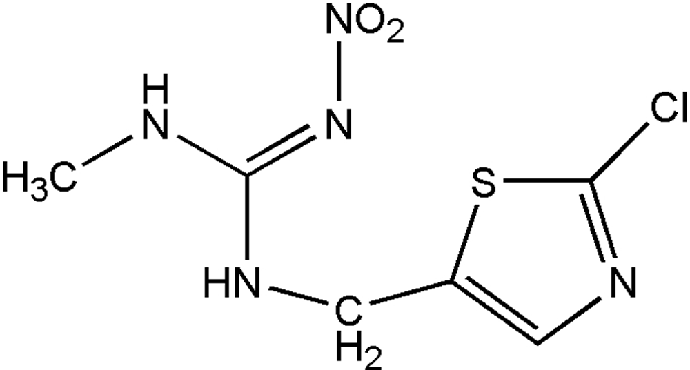Picture of Clothianidin ; (E)-1-(2-Chloro-1;3-thiazol-5-ylmethyl)-3-methyl-2-nitroguanidin; PS-2261