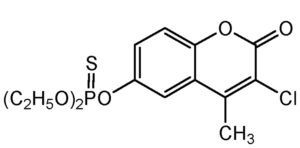 Picture of Coumaphos ; O.O-Diethyl-O-[3-chloro-4-methyl-2-oxo-2H-1-benzopyran-7-yl]phos; Muscatox®; Resitox®; Asuntol®;; 7-Co-Ral®; PS-656; F2058