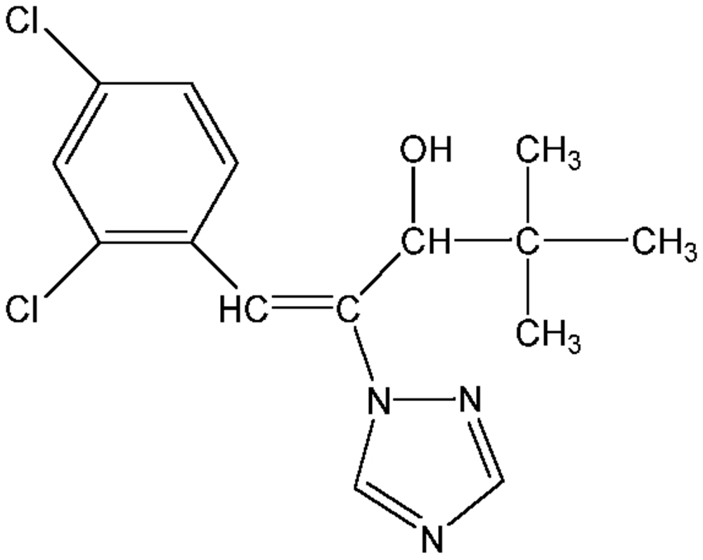 Picture of Diniconazole ; (E)-(RS)-1-(2;4-Dichlorophenyl-4;4-dimethyl-2-(1H-1;2;4-triazol-; Spotless®; Sumi-8®; Embassador®; PS-2152