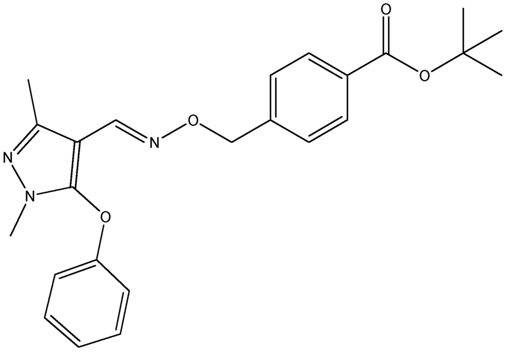 Picture of Fenpyroximate ; Acaban; Acaritan®; Asalto®; Danitron®; Dynamite®; Kendo®; Kiron®; Meteor®; Miro®; Naja®; Sequel®; Ortus®; t-Butyl (E)-alpha-(1;3-dimethyl-5-phenoxypyrazol-4-ylmethyleneam; PS-2216