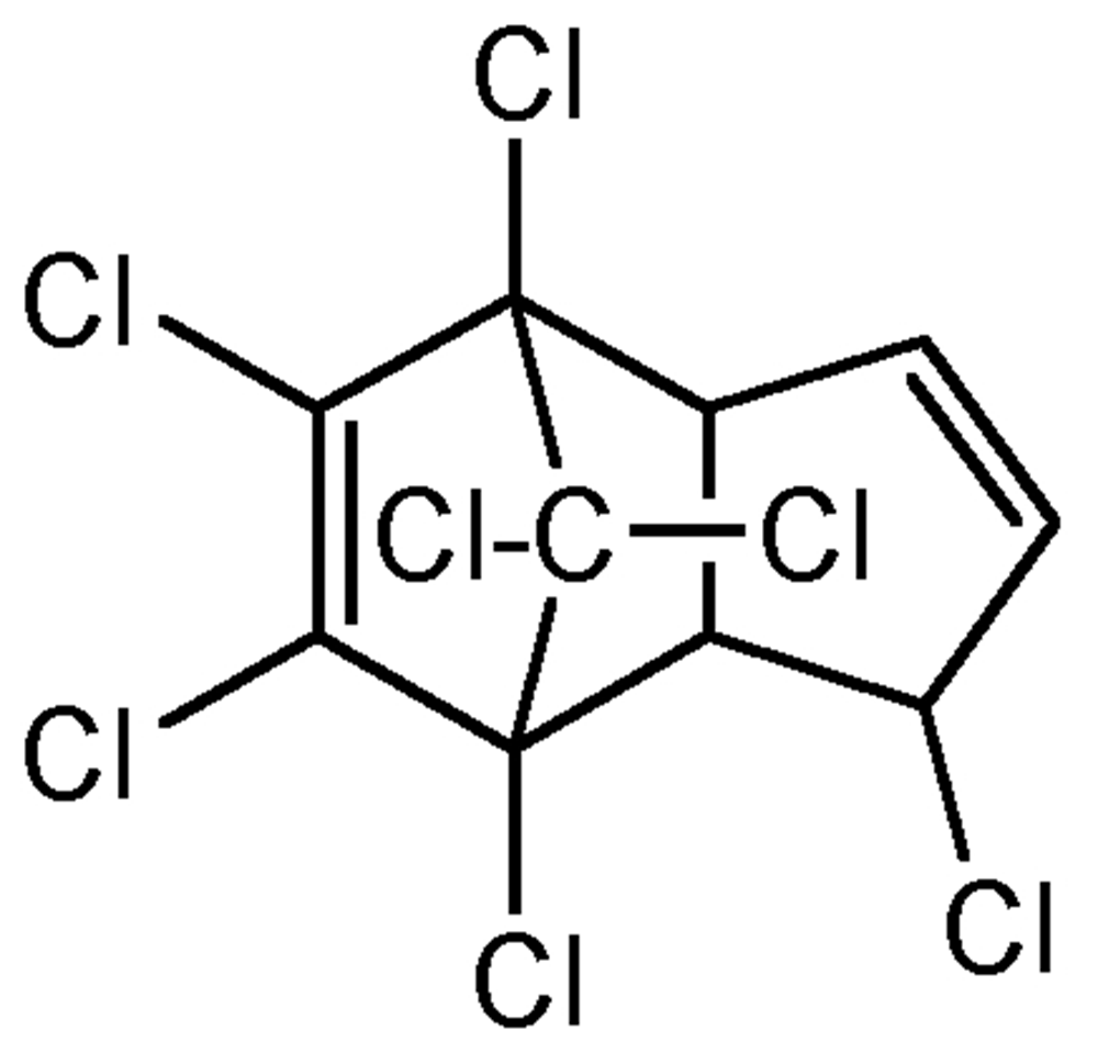 Picture of Heptachlor ; 1.4.5.6.7.8.8-Heptachloro-3a.4.7.7a-tetrahydro-4.7-methanoindene; Drinox®; PS-78; F100