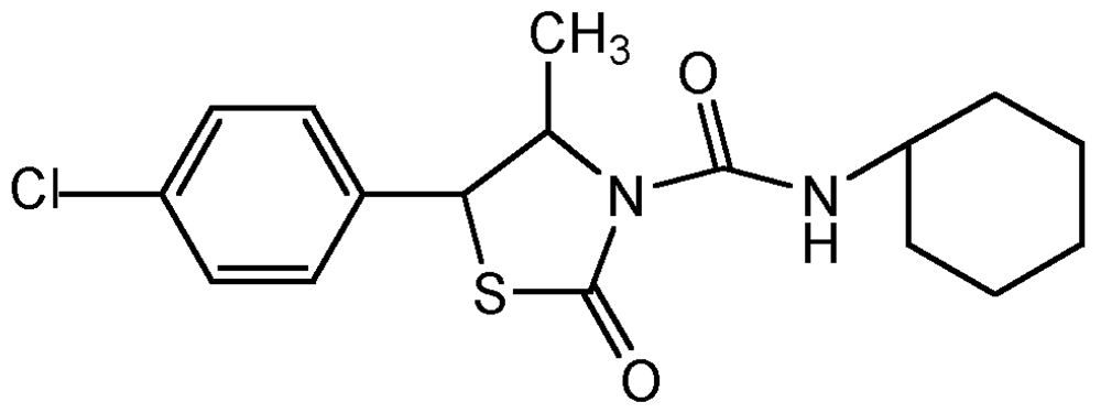 Picture of Hexythiazox ; trans-5-(4-Chlorophenyl-Ncyclohexyl-4-methyl-2-oxo-3-; Nissorun; Savey miticide; PS-1079