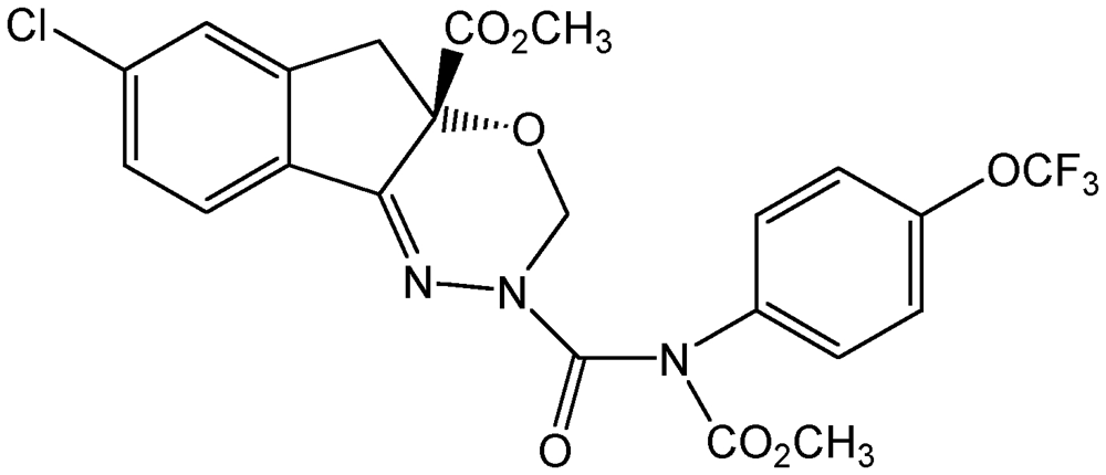 Picture of Indoxacarb ; Methyl (S)-N-[7-chloro-2;3;4a;5-tetrahydro-4a-(methoxycarbonyl)i; PS-2230