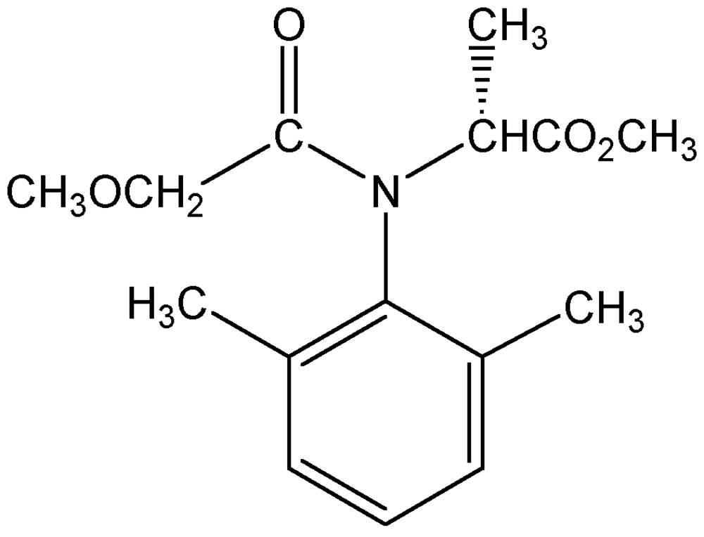 Picture of Mefenoxam ; Metalaxyl-M; R-Metalaxyl; Methyl N-(methoxyacetyl)-N-(2;6-xylyl)-D-alaninate; PS-2160