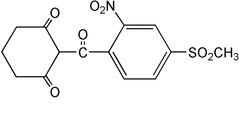 Picture of Mesotrione ; 2-(4-Mesyl-2-nitrobenzoyl) cyclohexane-1;3-dione; PS-2274