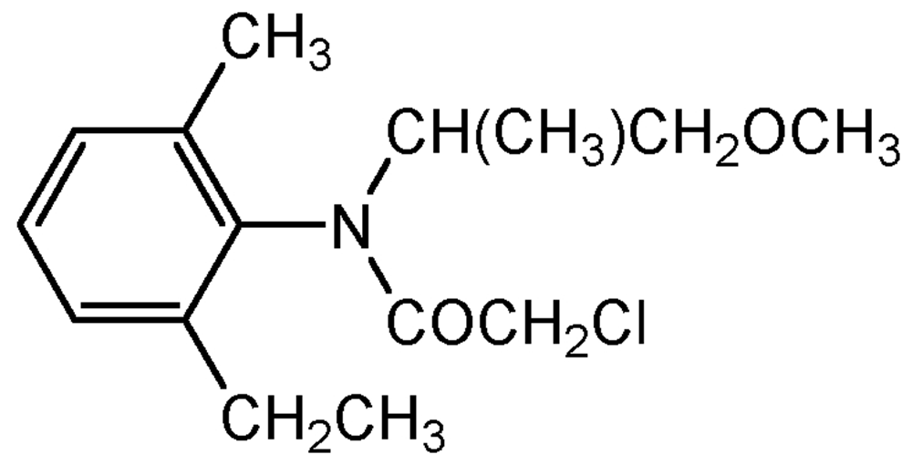 Picture of Metolachlor ; 2-Chloro-N-[2-ethyl-6-methylphenyl]-N-[2-methoxy-1-methylethyl]; Dual; PS-403; F2241