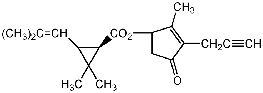 Picture of Prallethrin ; Etoc®; Nylar®; (S)-2-Methyl-4-oxo-3-(2-propynyl)-cyclopenten-1-yl(1R)-cis-trans; PS-2109