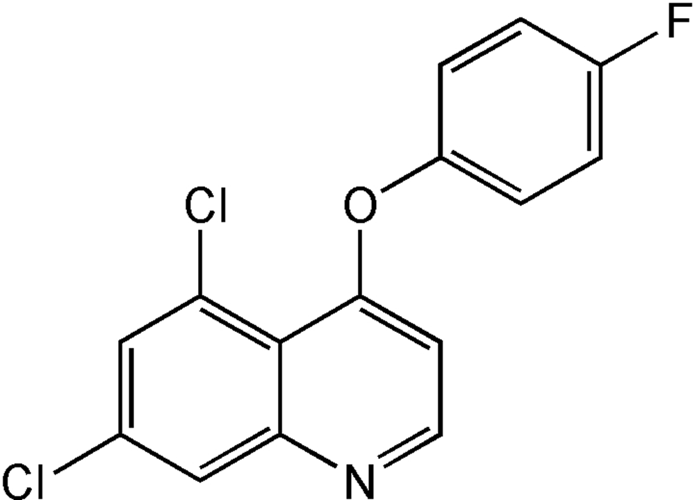 Picture of Quinoxyfen ; 5;7-Dichloro-4-quinolyl 4-fluorophenyl ether; 5;7-Dichloro-4-(4-fluorophenoxy)quinoline; PS-2284