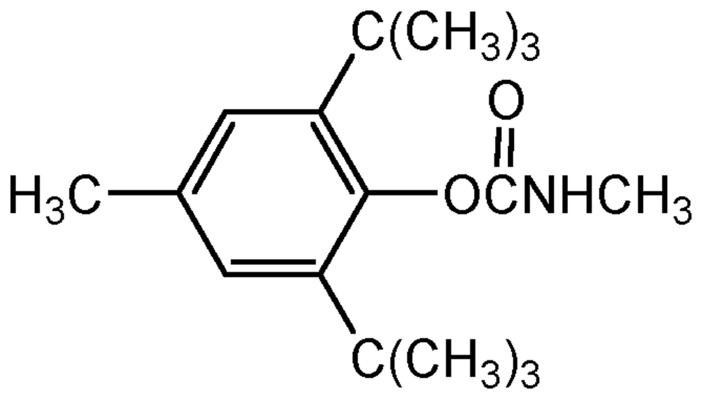 Picture of Terbutol ; 2.6-Di-t-butyl-p-tolyl-methylcarbamate; 2.6-Di-t-butyl-4-methylphenyl Nmethylcarbamate; Terbucarb; Azak®; PS-550