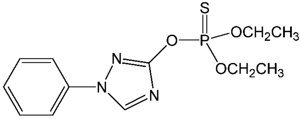Picture of Triazophos ; Hostathion; O;O-Diethyl O-1-Phenyl-1H-1;2;4-triazol-3-yl phosphorothioate; 1; PS-2139