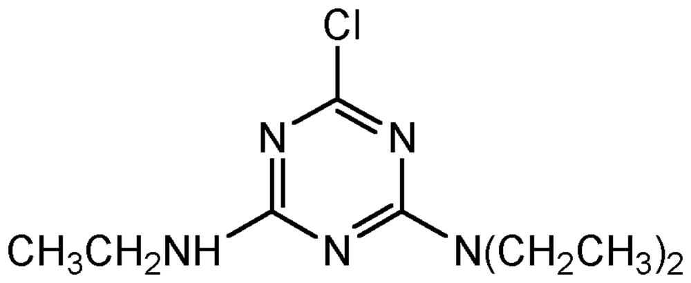 Picture of Trietazine ; 2-Chloro-4-diethylamino-6-ethylamino-1;3;5-triazine ; PS-2107