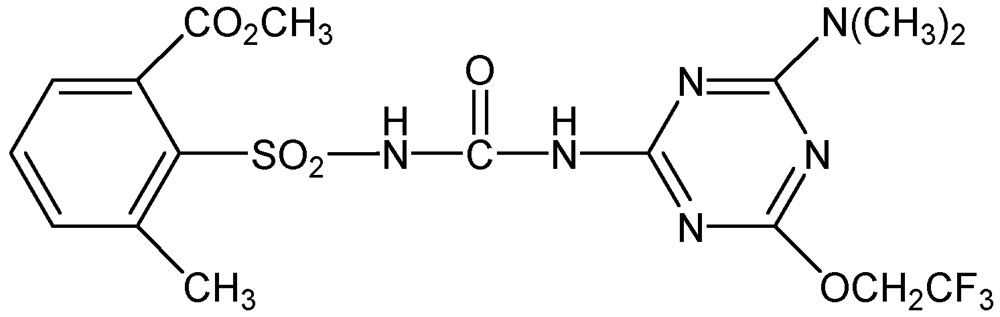 Picture of Triflusulfuron-methyl ; Upbeet®; 2-[4-Dimethylamino-6-(2;2;2-trifluoroethoxy)-1;3;5-triazin; PS-2147