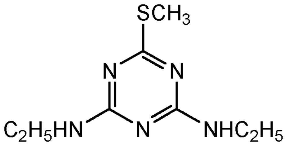 Picture of Simetryn ; 2;4-Bis(ethylamino)-6-methylthio-1;3;5-triazine; N;NÃ¢â¬â¢-Diethyl-; Gybon®; PS-381; F2234