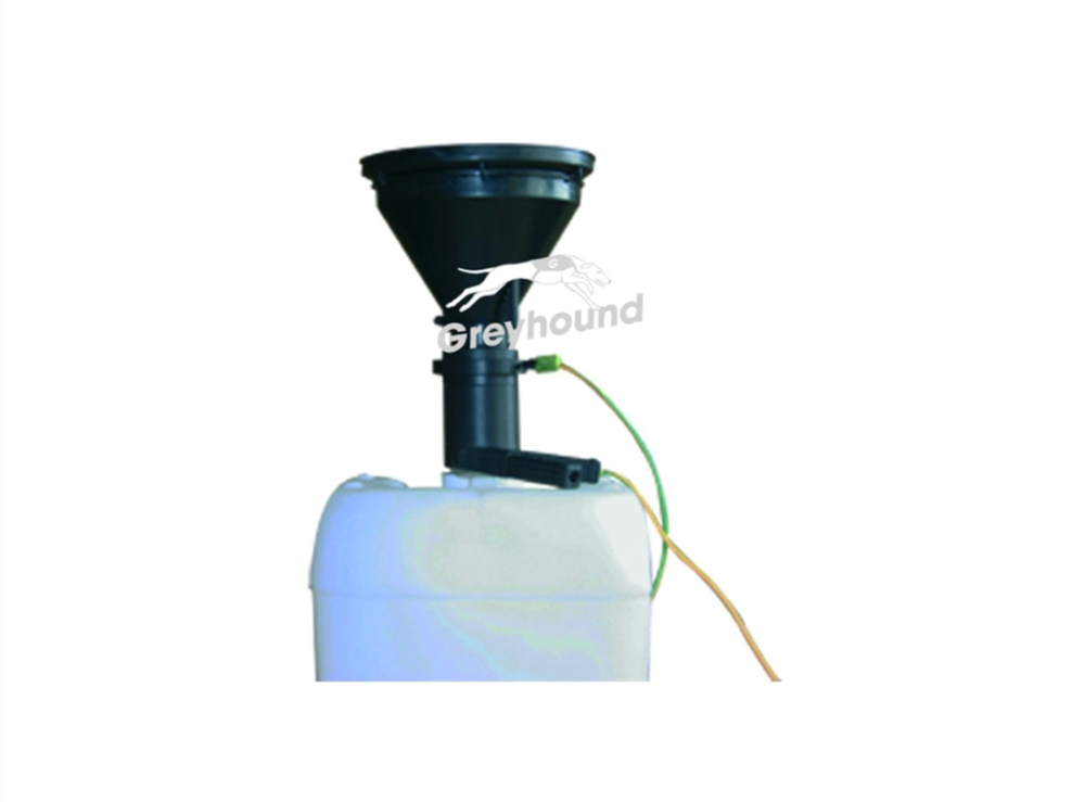 Picture of Electrically conductive funnel with ball valve equipped with a stainless steel sieve for S60 can