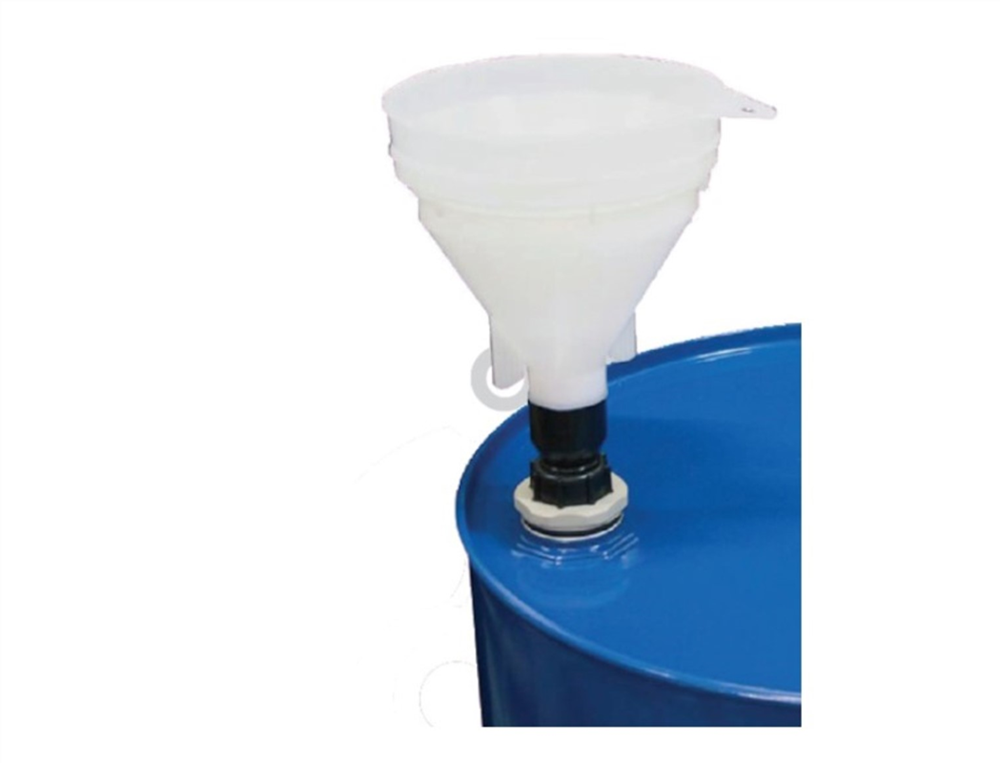 Picture of Smart Waste Cap funnel with ball valve and 1 charcoal cartridge filter port for barrel