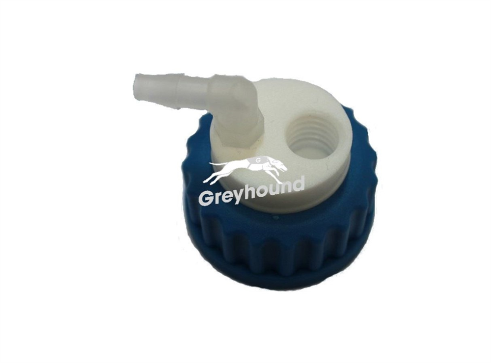 Picture of Smart Waste Cap GL45 with 1 barbed tube fitting (6-9 mm) and 1 charcoal cartridge filter port