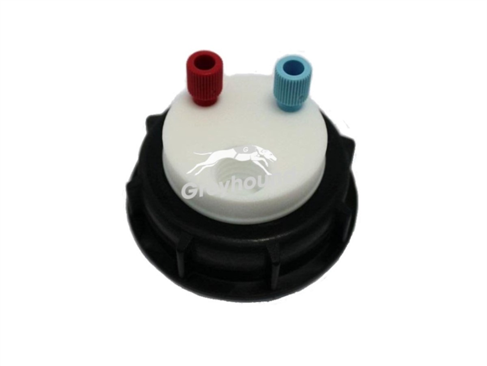 Picture of Smart Waste Cap S60 with 2 Universal connectors (1/8" to 1/16") and 1 charcoal cartridge filter port