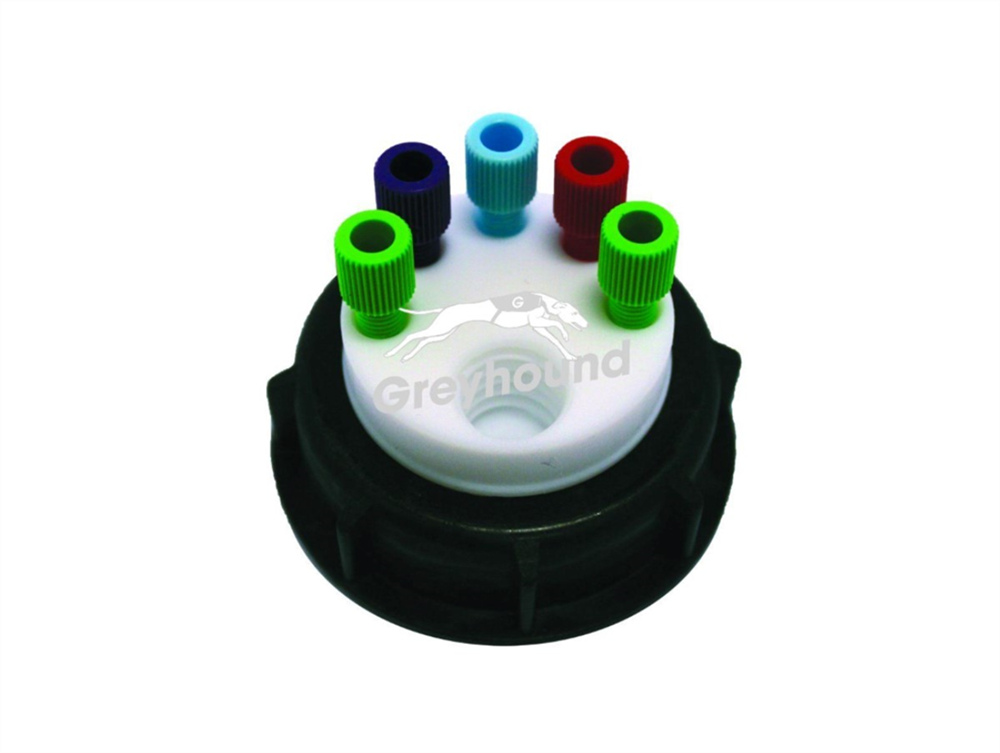 Picture of Smart Waste Cap S60 with 5 Universal connectors (1/8" to 1/16") and 1 charcoal cartridge filter port