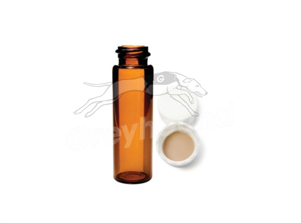 Picture of 12mL Screw Top Storage Vial and Cap Combination Pack - Amber Glass with 15mm Solid cap and Silicone/PTFE Liner