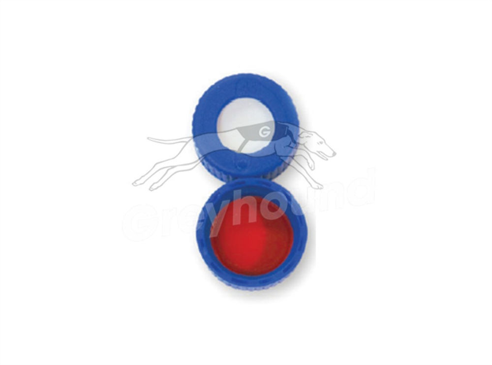 Picture of 9mm Open Top Screw Cap - Blue, with Silicone/PTFE Liner, 1mm thick