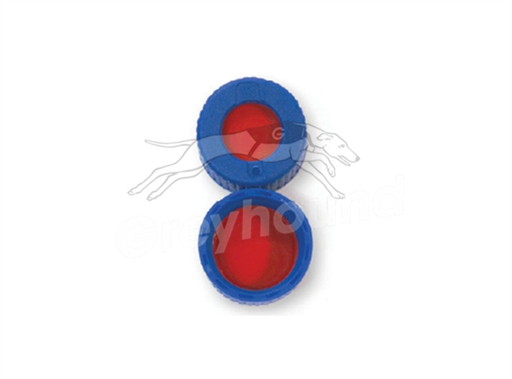 Picture of 9mm Open Top Screw Cap - Blue, with PTFE/Silicone/PTFE Liner, 1mm thick