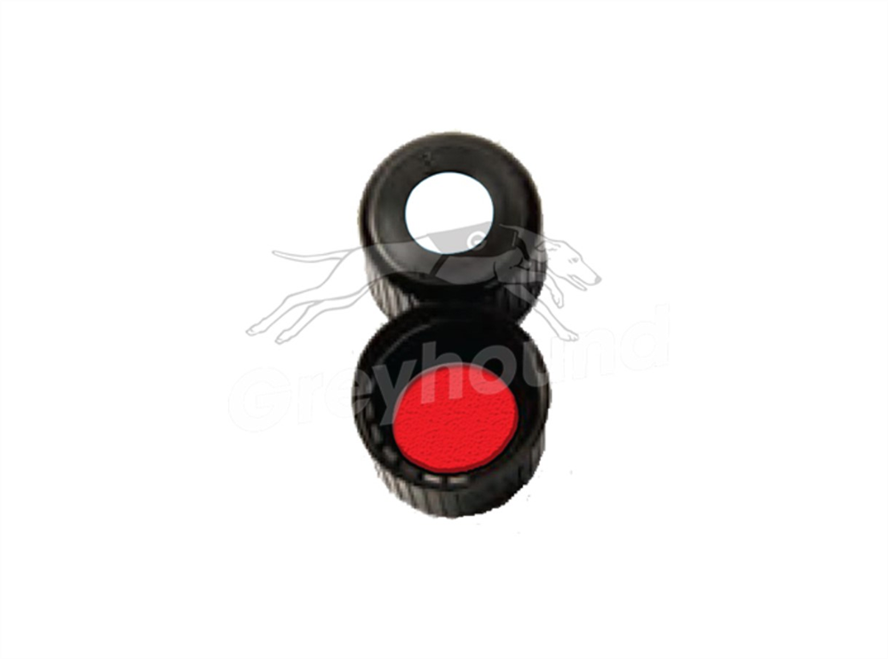Picture of 9mm Open Top Screw Cap - Black, with Bonded Silicone/PTFE Liner 1mm thick