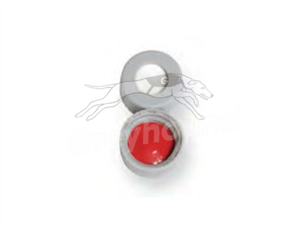 Picture of 9mm Open Top Screw Cap - Grey, with Bonded Silicone/PTFE Liner, Pre-slit, 1mm thick