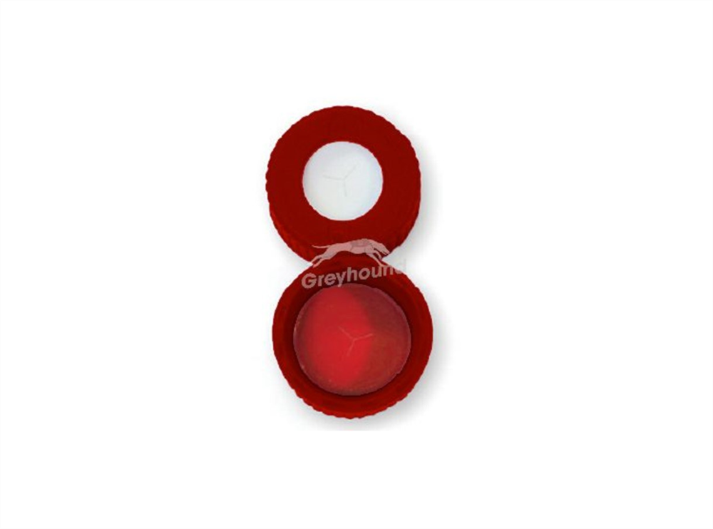 Picture of 9mm Open Top Screw Cap - Red, with Silicone/PTFE Liner, 1mm thick