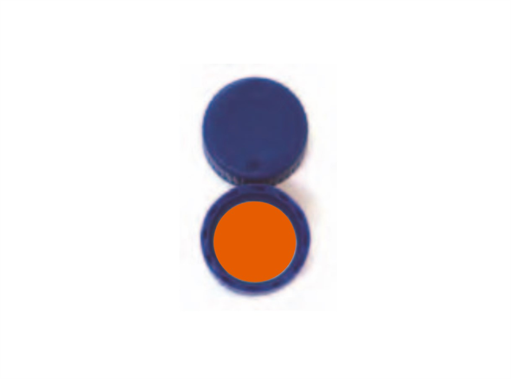Picture of 9mm Solid Top Screw Cap - Blue, with Rubber/PTFE Liner, 1mm thick