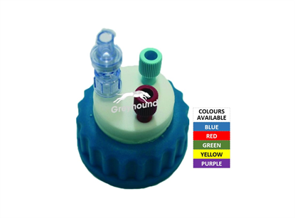 Smart Healthy Cap - Blue, GL45 with 2 Universal connectors (1/8" to 1/16") and 1 air check valve