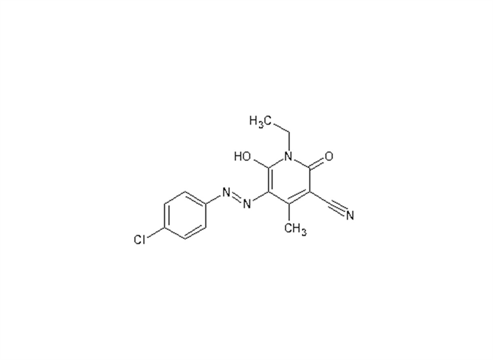 Picture of p-chloroaniline-5-arylazo-3-cyano-1-ethyl-6-hydroxy-4-methyl-2-pyridone