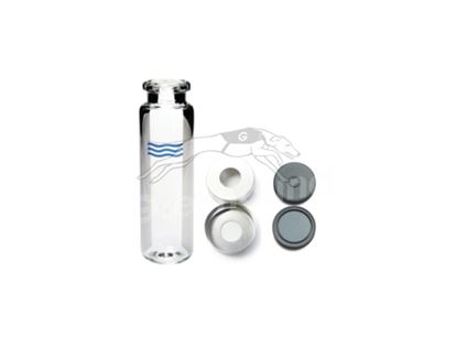 20mL Crimp Top Headspace Vial and Cap Combination Pack - Clear Glass with 20mm Open Crimp Cap and Chlorobutyl/PTFE Liner