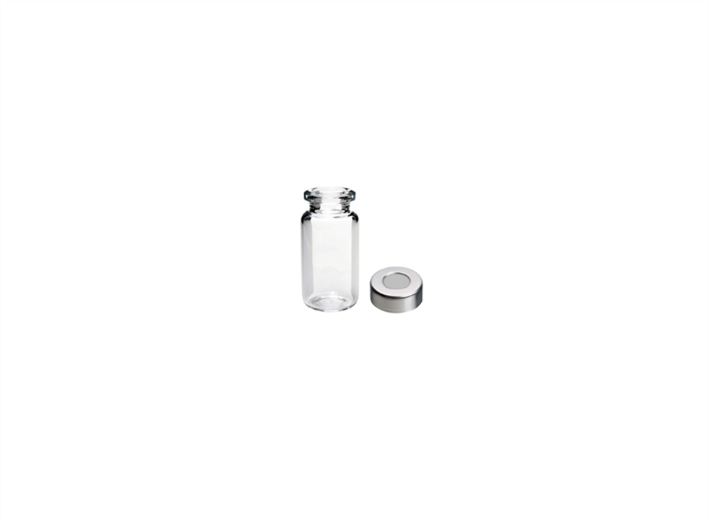 Picture of Vial Kit - P/Nos. 60-100235 and 60-113100  20mL Headspace Vial, Crimp Top, Clear Glass, Flat Base + 20mm Aluminium Crimp Cap (Silver) with PTFE/ Grey Butyl Septa