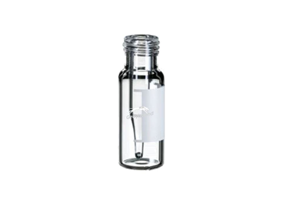 Picture of 200µL Wide Mouth Short Thread Screw Top Fused Insert Vial, Clear Glass, with Write-on Patch, 9mm Thread