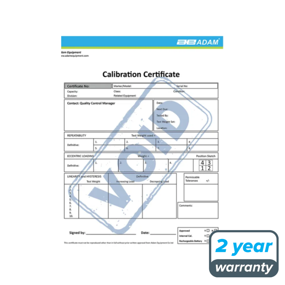 Picture of Adam Calibration Certificate